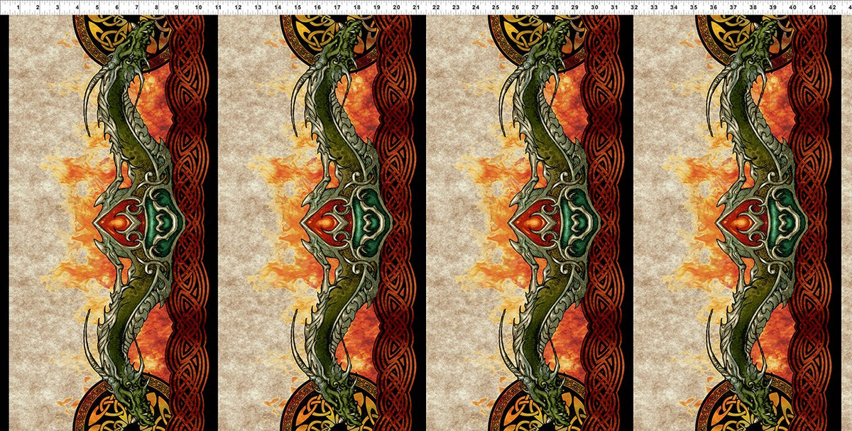 44" In The Beginning Fabrics - The Ancients - "Dragon Border" - 100% Cotton