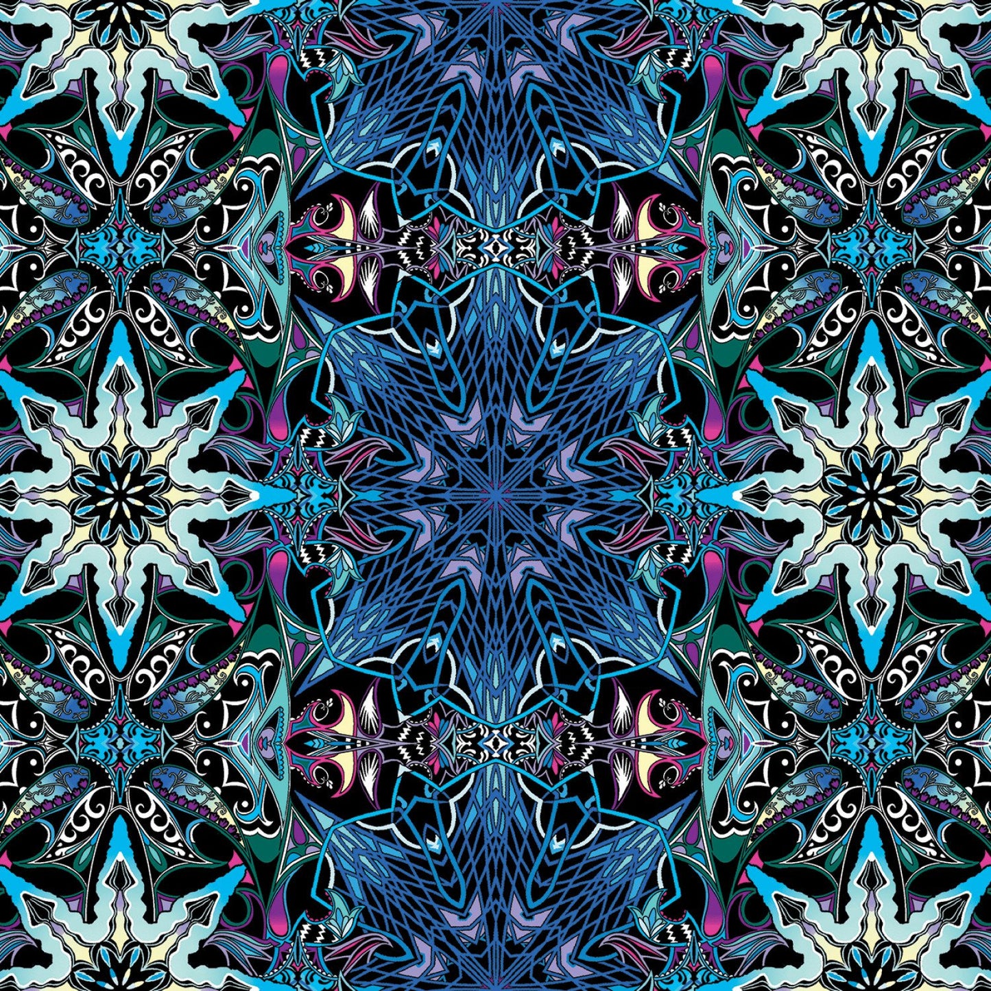 44" - Benartex- " Electric Lace Butterfly" Blue - 100% Cotton