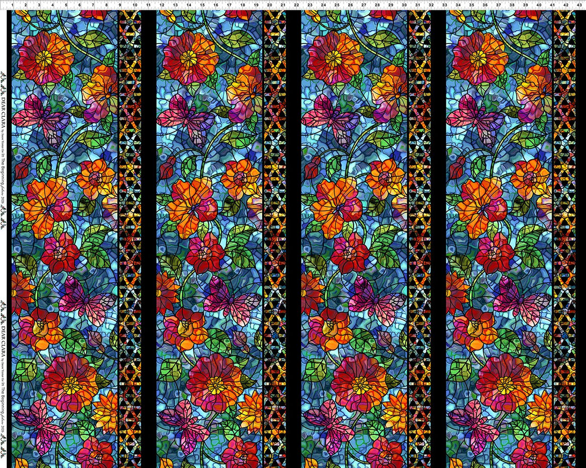 44" In The Beginning Fabrics - Dear Clara - "Stained Glass Border" - 100% Cotton