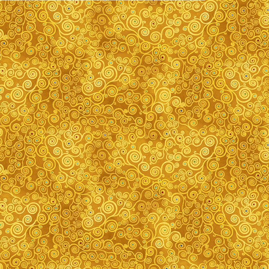 44" -Timeless Treasures Golden Swirls- 100% Cotton