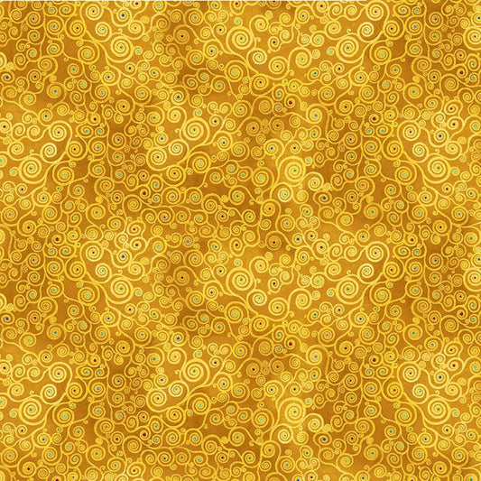 44" -Timeless Treasures Golden Swirls- 100% Cotton