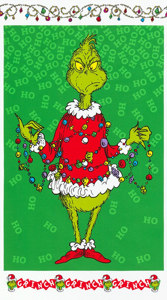 Panel - Robert Kaufman - "How The Grinch Stole Christmas" - 24"x44" - 100% Cotton