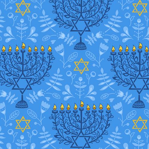 44"  -Andover "Festival of Light"  Med Blue- 100% Cotton