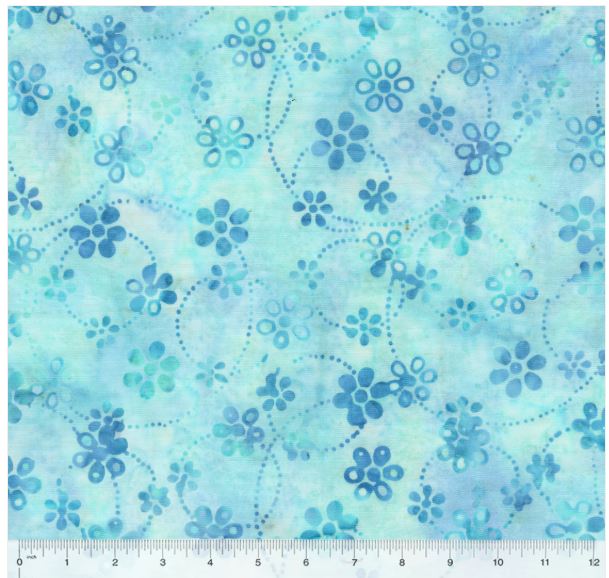 44"-Anthology Fabrics - Batik - "Dazzle Daisies - Sky" - 100% cotton