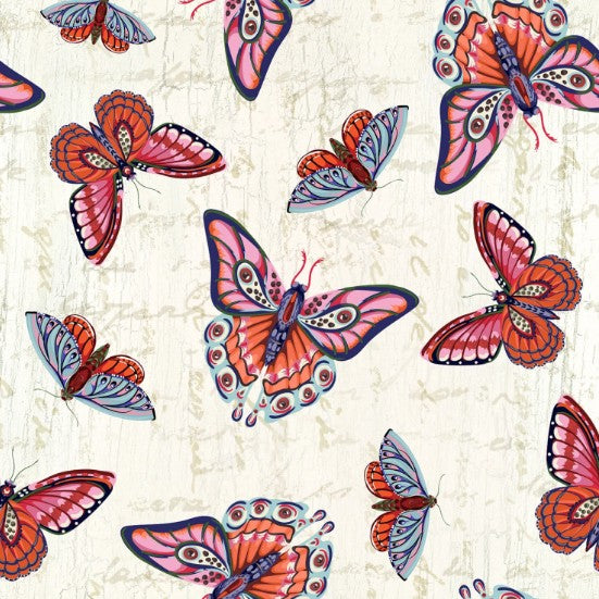 44" - Blank Quilting - Butterflies - "Ivory" - 100% Cotton