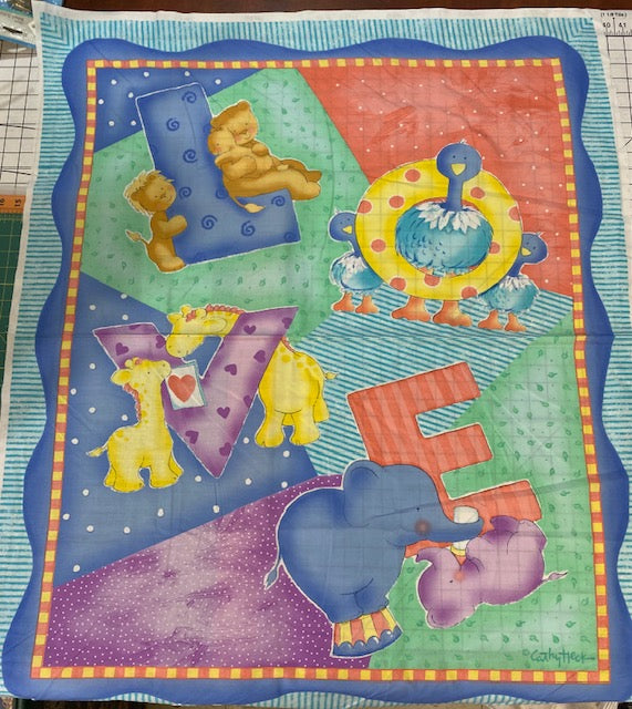 Panel -"Baby Love" -Nursery Panel - 36"x 44"- 100% Cotton