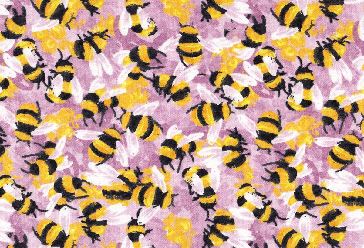 44" - Flannel - Bees in Pink - 100% Cotton