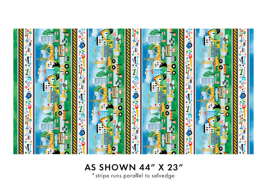 44"  -Benartex  -"Little Builder Stripe"  - 100% Cotton