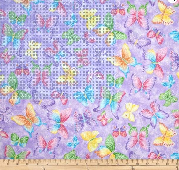 44" - "Butterfly Glitter" - Purple - 100% Cotton