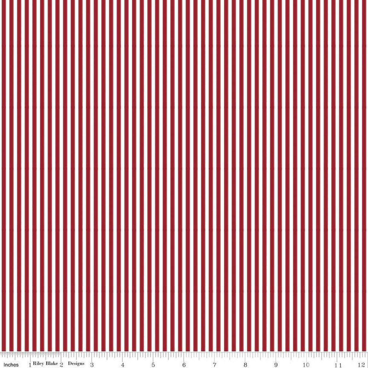 44" - Riley Blake - Stripes 1/8" "Red" Pepermint candy 1 yd - 100% Cotton