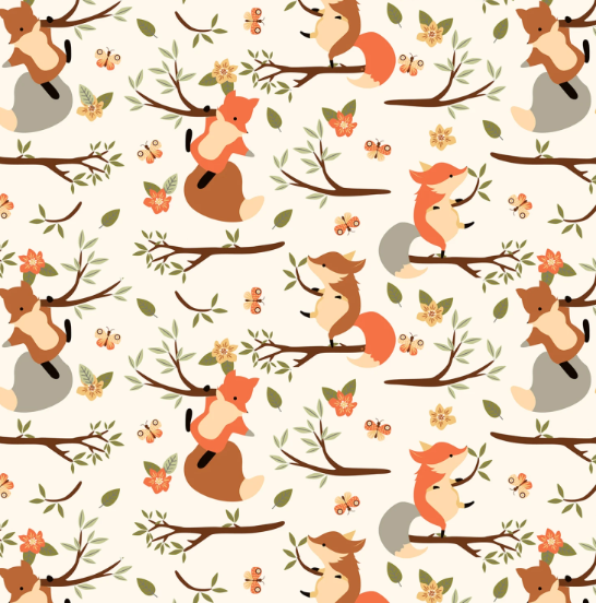 44" - Climbing Foxes - Flannel - 100% Cotton
