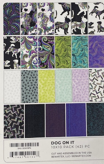 10"x10" Layer Cake -42 pcs Benartex - "Dog On It" 100%-cotton quilting fabric
