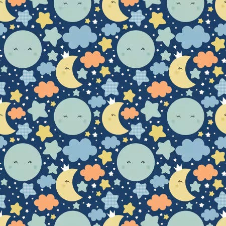 44" - Riley Blake - Flannel - "Nightime Navy" - 100% Cotton