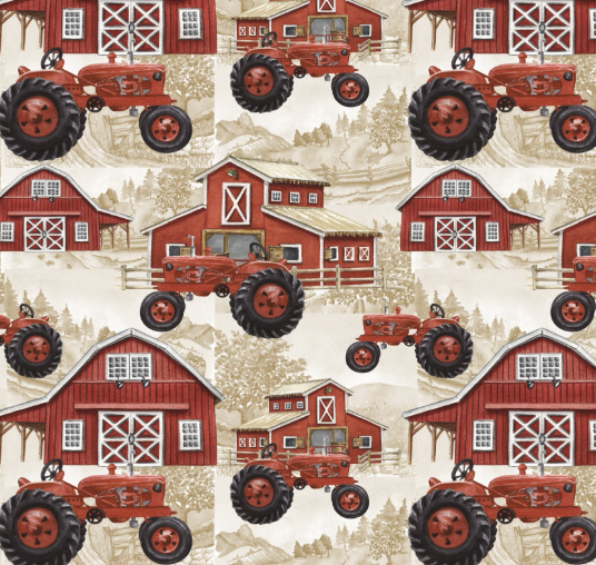 44" - Farm Tractor - 100% Cotton