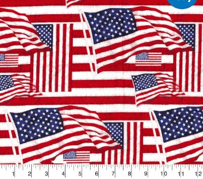44"-Flags on White-100% cotton