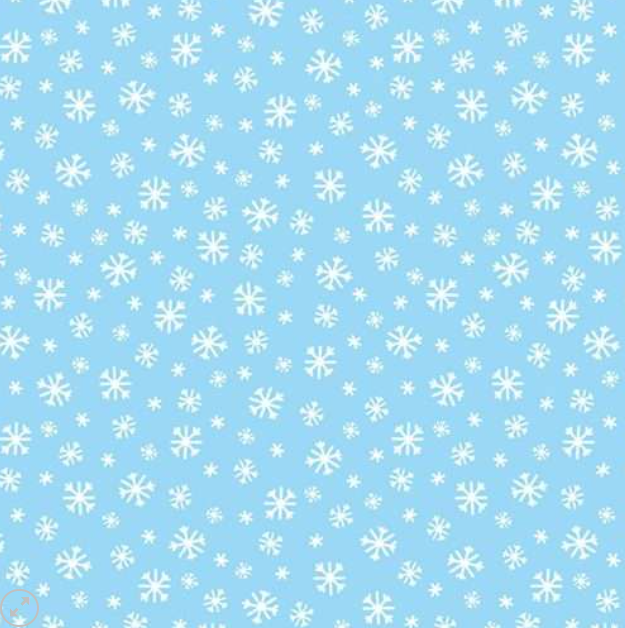 44" - Benartex - Frosty Flakes - Light Blue - 100% Cotton