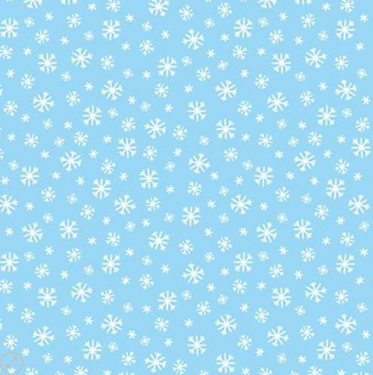 44" - Benartex - Frosty Flakes - Light Blue - 100% Cotton