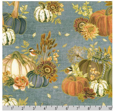 44" - Robert Kaufman - "Hello Fall" - Dusty Blue - 100% Cotton