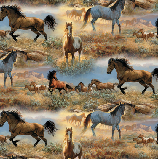 44" - Horse in the Prarie - 100% Cotton