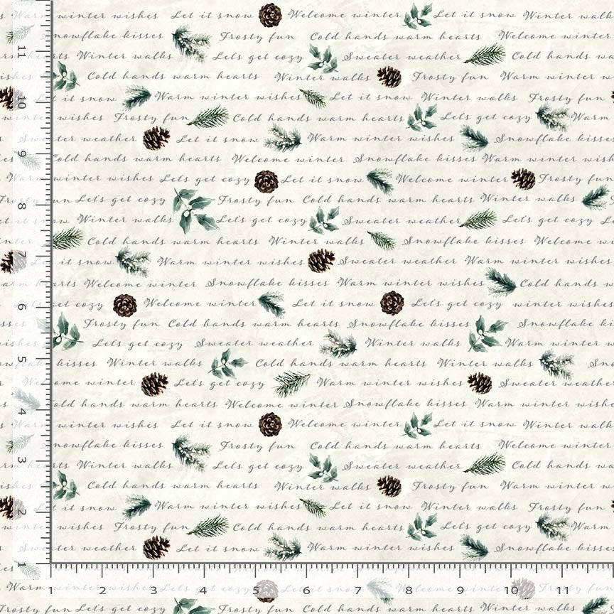 44" - Timeless Treasures - Welcome Winter "WINTER SCRIPT WITH ICONS" - 100% Cotton