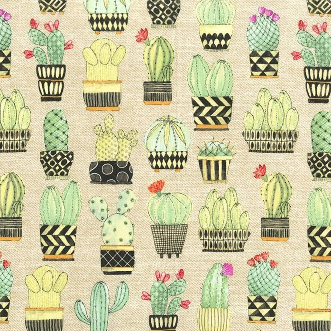 44" - Michael Miller - Cactus Hoedown - "Green" - 100% Cotton