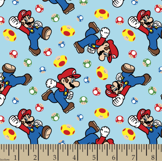 44"- Mario and Mushroom - 100% Cotton