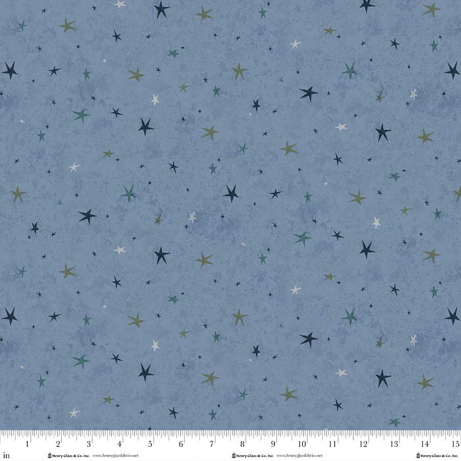44" - Henry Glass- " Seeing Stars" Med. Blue- 100% Cotton