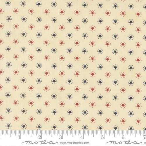 44" - Moda - "America 250 Years" Parchment Red-Blue Stars- 100% Cotton
