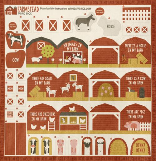 44" - Moda - Cuddle - "Farmstead - Book - Barn and Farm Animals" - 100% Cotton