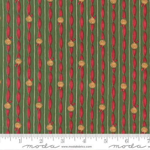 44" - Moda - "When Snow Falls" - Jingle Bell Stripes - Evergreen - 100% Cotton.........