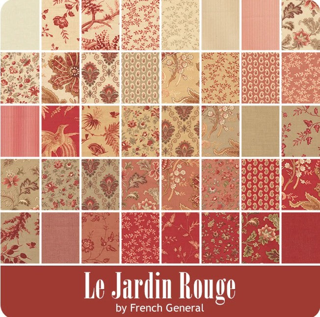 Moda -Jelly Roll - "Le Jardin Rouge" - 2.5"x 44" -40 pcs