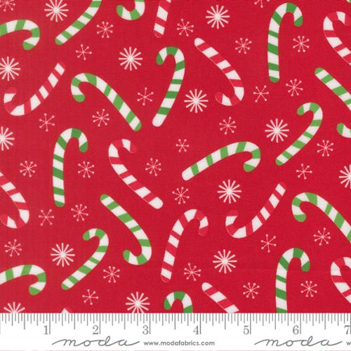 44" - Moda - "Snow Time - Candy Canes - Red - 100% Cotton
