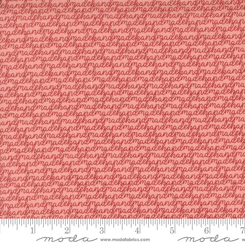 44" -Moda Fabrics "Threads" Pink - 'Handmade" Words - 100% Cotton