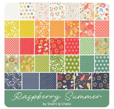 Moda - Raspberry Summer Charm Pack 5"x5" squares 42 squares - 100%-cotton-quilting-fabric