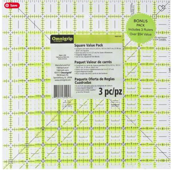 Omnigrip 3 Ruler Value Pack for Quilting