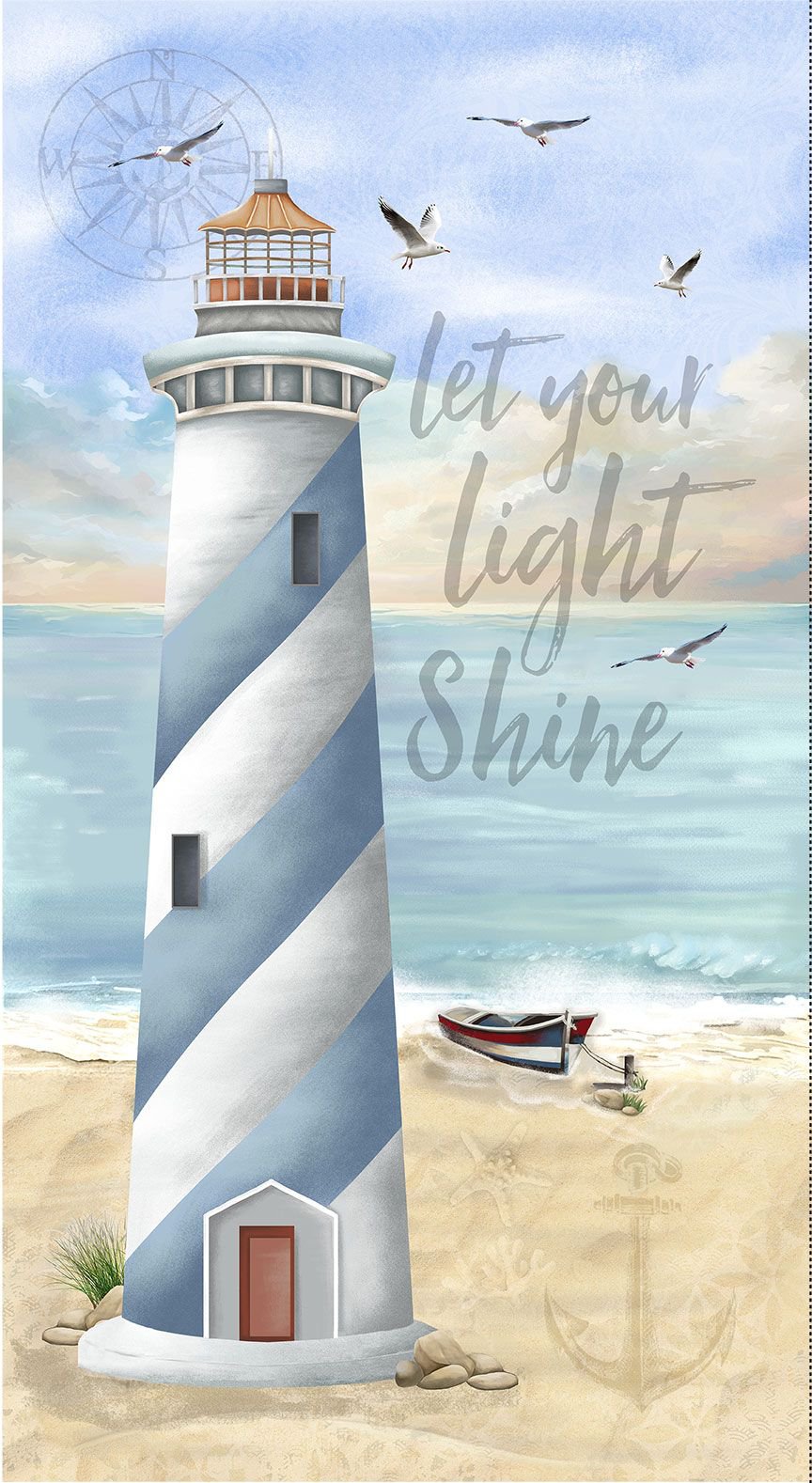 44" - Timeless Treasures - Lighthouse Panel - 100% Cotton 44"x24"