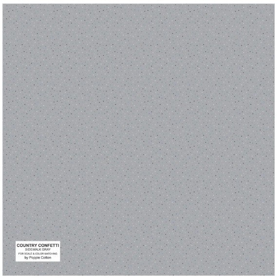 44" Poppie Cotton - Country Confetti - "Sidewalk Grey" - 100% Cotton