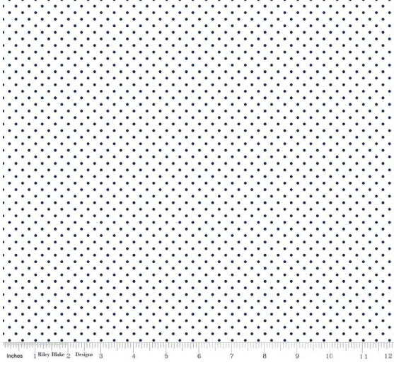 44" - Riley Blake - "Swiss Dots - Navy on White" - 100% Cotton