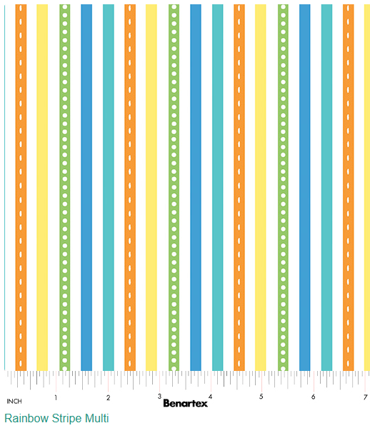 44"- Benartex - Rainbow Stripe - Multi - 100% Cotton