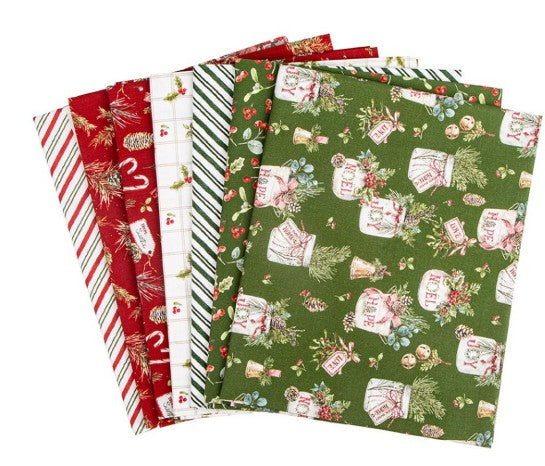 Riley Blake -1 yd cuts - "Holiday Spirit - Green -36"x 44" -7 pcs