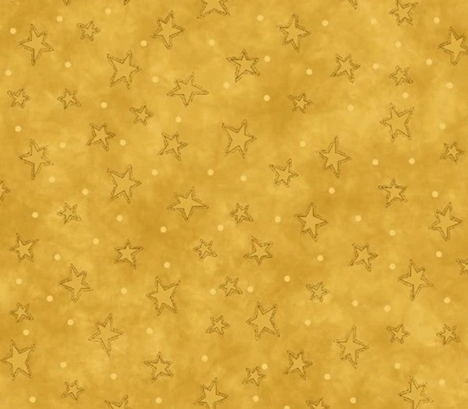 44" - Henry Glass- " Starry Basics" Gold- 100% Cotton