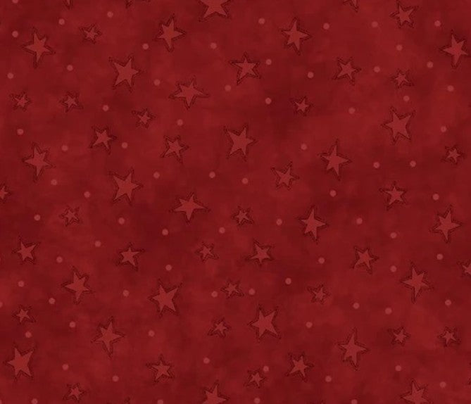 44" - Henry Glass- " Starry Basics" Red- 100% Cotton