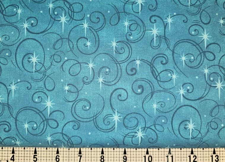 108" Swirls and North Stars on Turquoise