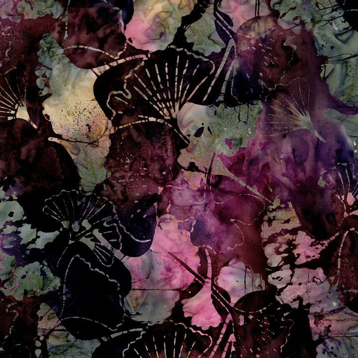 44" - Timeless Treasures - Batik - "Ginko Leaves" - Merlot - 100% Cotton