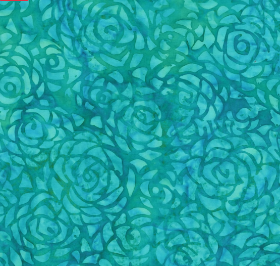 44" - Timeless Treasures - Batik "Packed Roses - Teal" - 100% Cotton