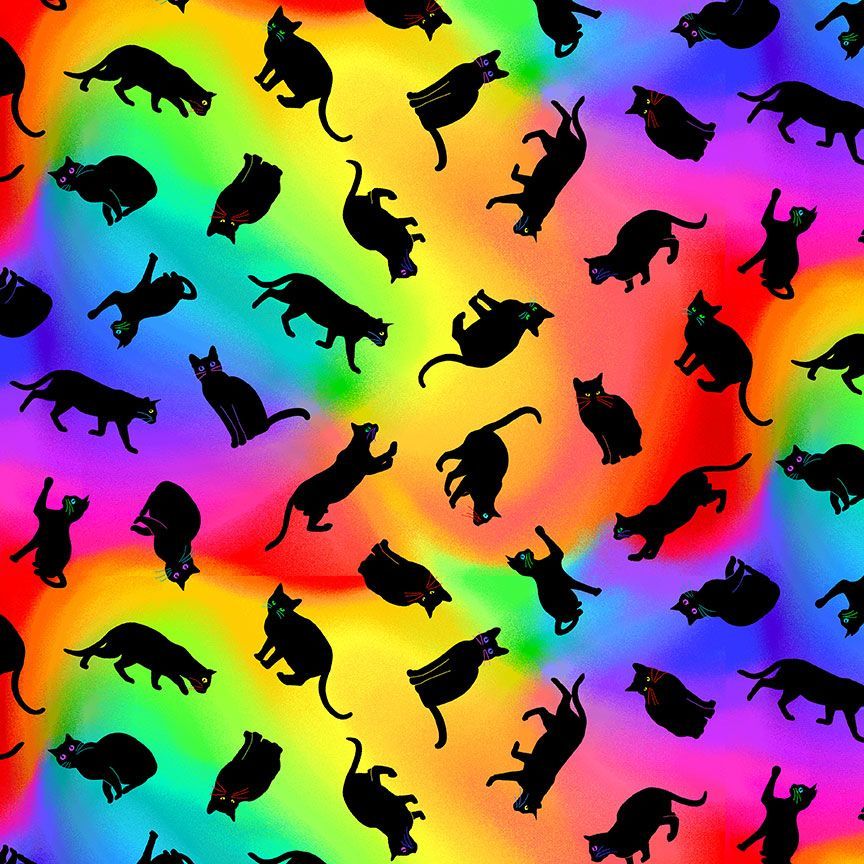 44" Timeless Treasures "Tossed Black Cats" - 100% Cotton