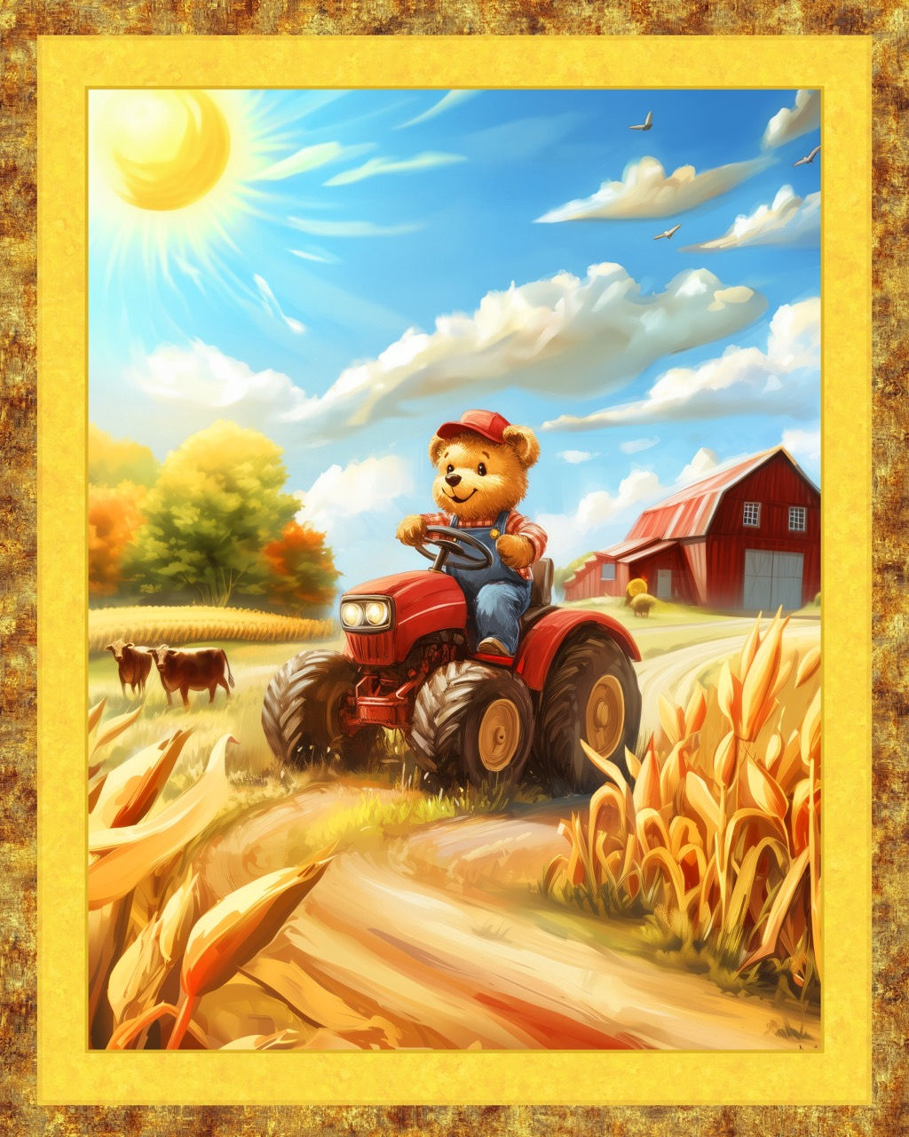 Panel - "Tractor Teddy" - 44"x24" - 100% Cotton