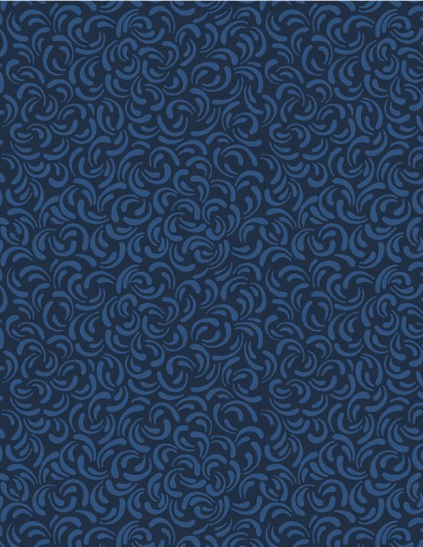 44"- Wilmington Prints "Scattered Petals" - Navy - 100% Cotton