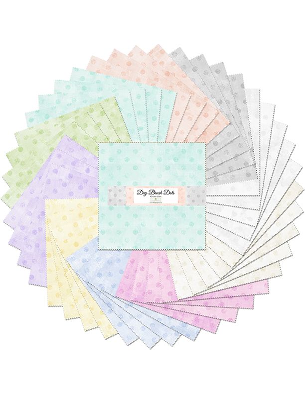 Wilmington Prints - Layer Cake - "Dry Brush Dots" - Whipped Cream - 10"x10" - 42 pcs