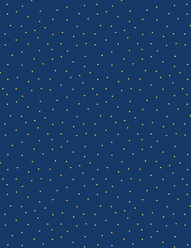 44"- Wilmington Prints -Pin Dots "Dark Blue & Gold" -100% Cotton